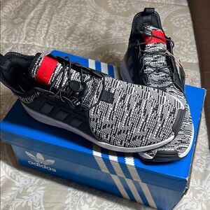 Adidas Knit Sneakers in Black, White, and Red
